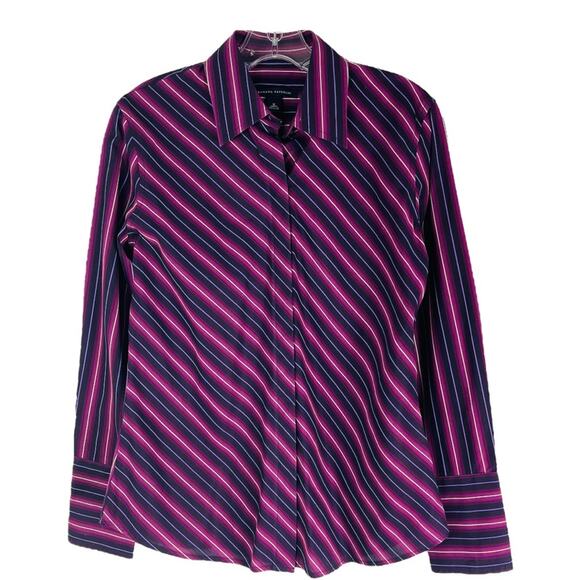 Banana Republic purple pink striped office button front collared shirt medium - Picture 1 of 7